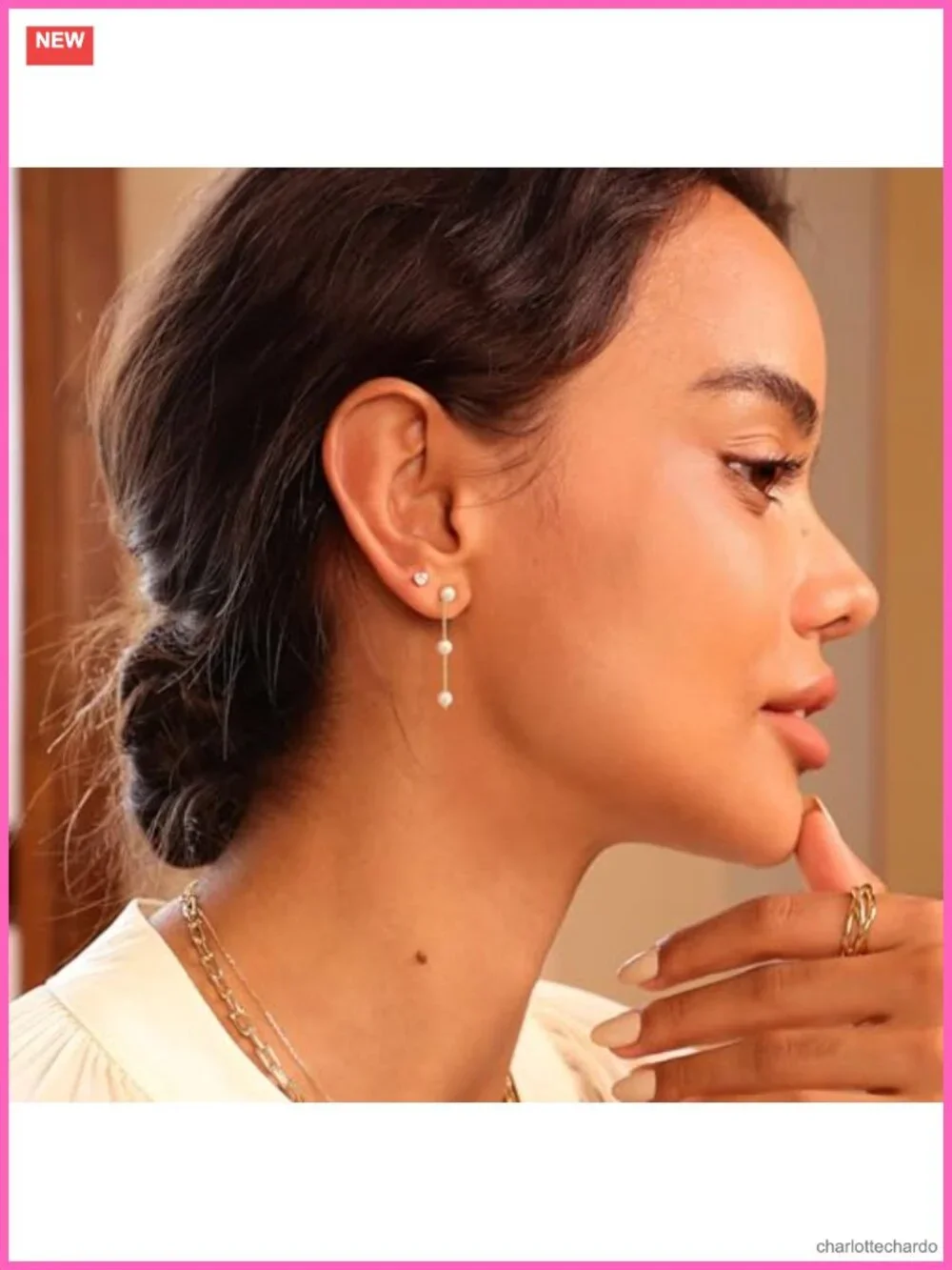 14K Gold Plated Pearl Drop Earrings Dangle Jewelry Women